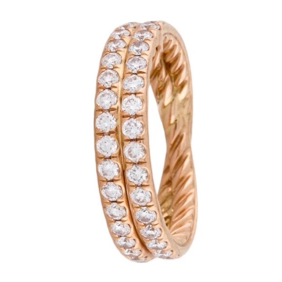 DAVID YURMAN 18K 750 ROSE GOLD 1.23CTW DIAMOND PAVÉ CROSSOVER RING - Picture 2 of 11